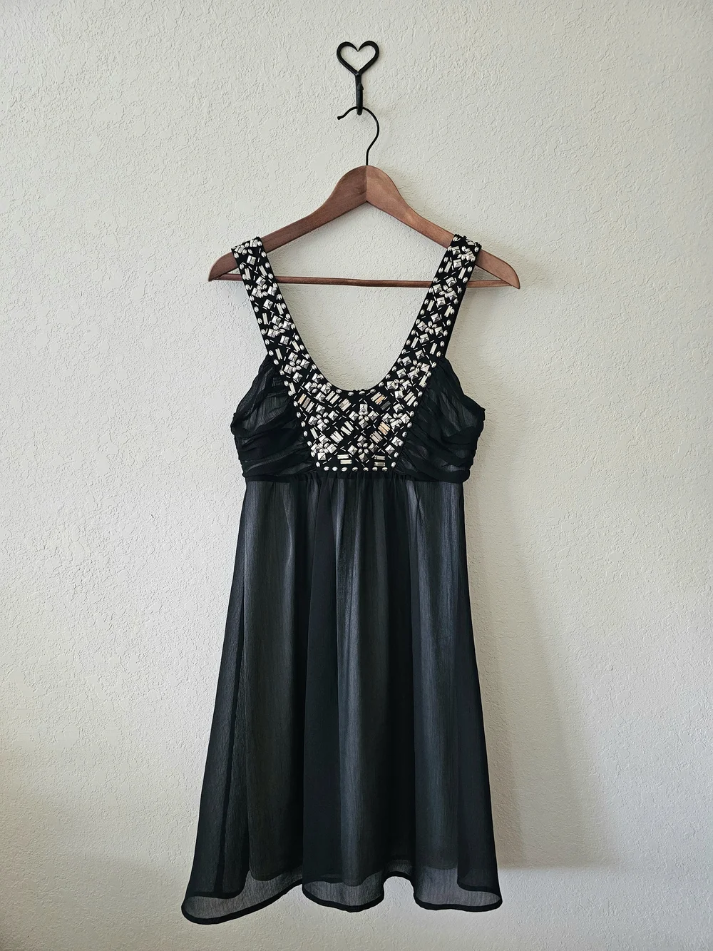 Forever 21 Black Mini Dress with Pink Beaded Bodice